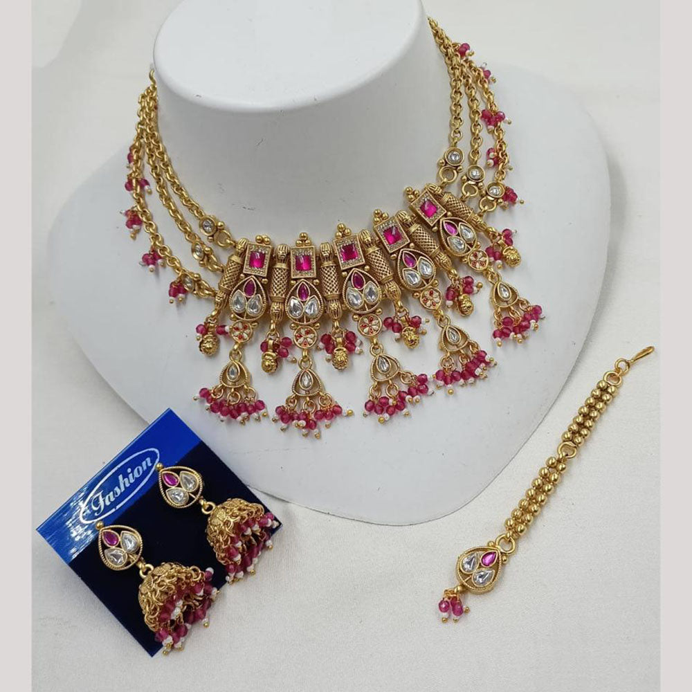 NAFJ Elegant Pota And Pearl Choker Necklace Set
