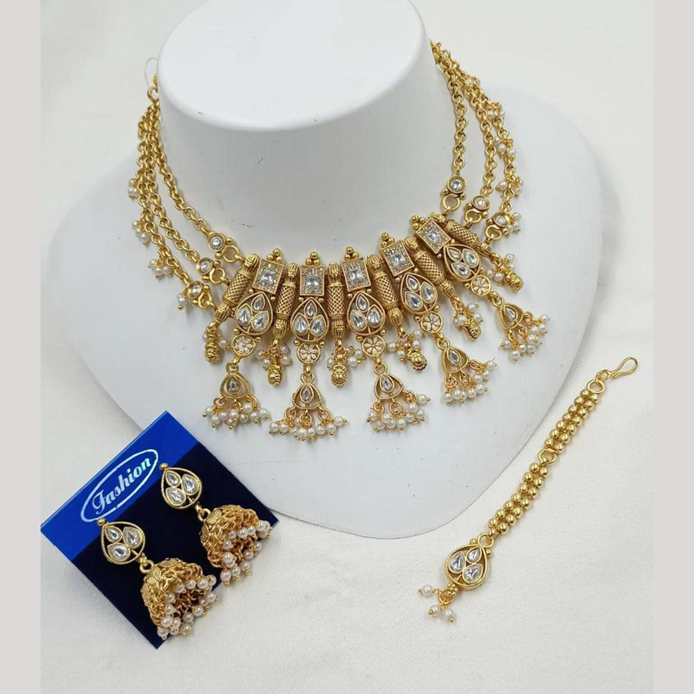 NAFJ Elegant Pota And Pearl Choker Necklace Set