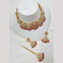 NAFJ Elegant Kundan And Pearl Meenakari Choker Necklace Set