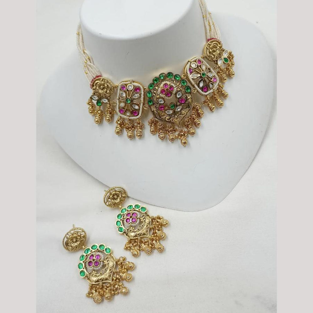 NAFJ Elegant Pota And Pearl Choker Necklace Set