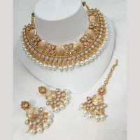 NAFJ Elegant Kundan And Pearl Meenakari Choker Necklace Set