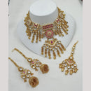NAFJ Elegant Kundan And Pearl Meenakari Choker Necklace Set