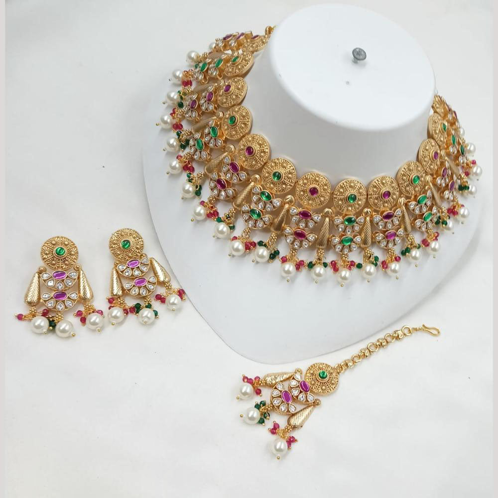 NAFJ Elegant Pota And Pearl Choker Necklace Set