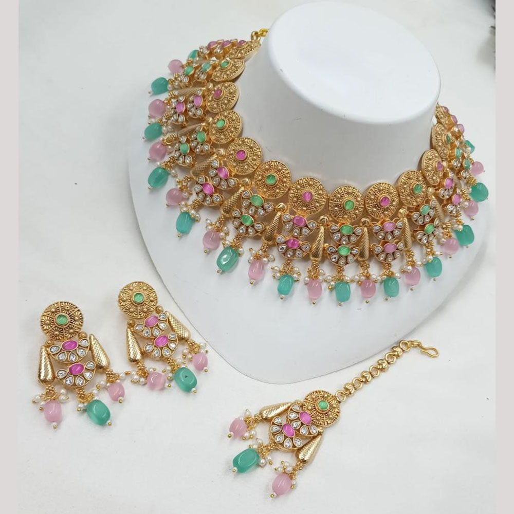 NAFJ Elegant Pota And Pearl Choker Necklace Set