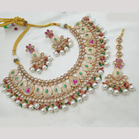 NAFJ Elegant Kundan And Pearl Meenakari Necklace Set