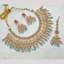 NAFJ Elegant Kundan And Pearl Meenakari Necklace Set