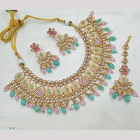 NAFJ Elegant Kundan And Pearl Meenakari Necklace Set