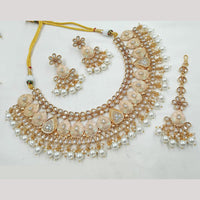 NAFJ Elegant Kundan And Pearl Meenakari Necklace Set