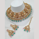 NAFJ Heavy Kundan And Pearl Meenakari Choker Necklace Set