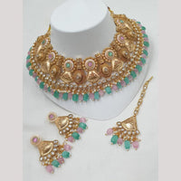 NAFJ Heavy Kundan And Pearl Meenakari Choker Necklace Set