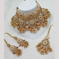 NAFJ Heavy Kundan And Pearl Meenakari Choker Necklace Set