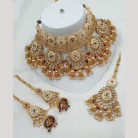 NAFJ Heavy Kundan And Pearl Meenakari Choker Necklace Set