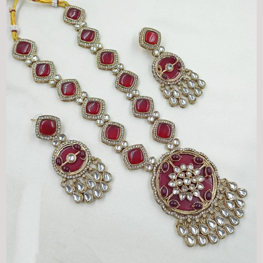 NAFJ Heritage Style Kundan And Austrian Stone Ethnic Necklace Set