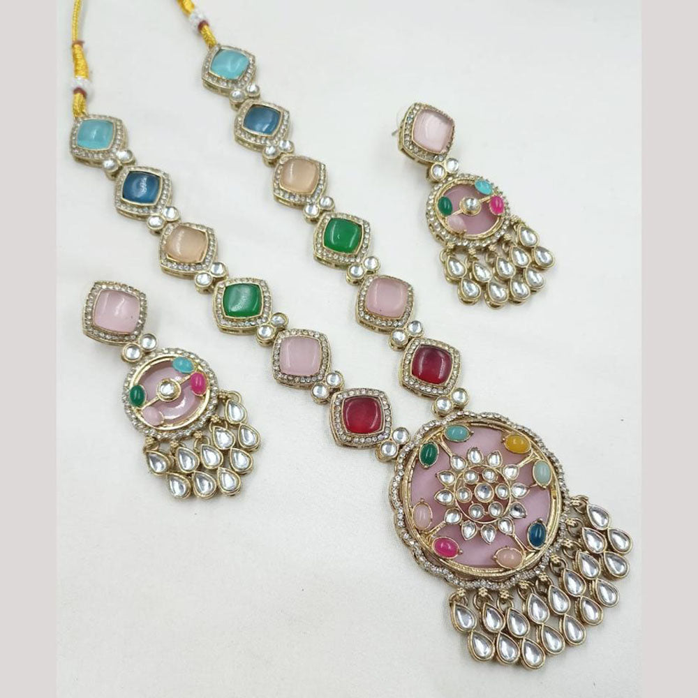 NAFJ Heritage Style Kundan And Austrian Stone Ethnic Necklace Set