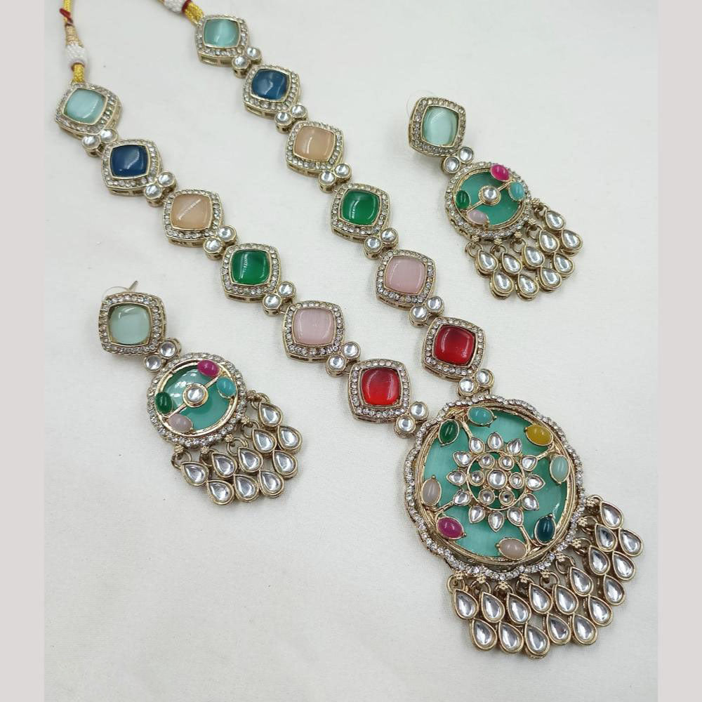 NAFJ Heritage Style Kundan And Austrian Stone Ethnic Necklace Set