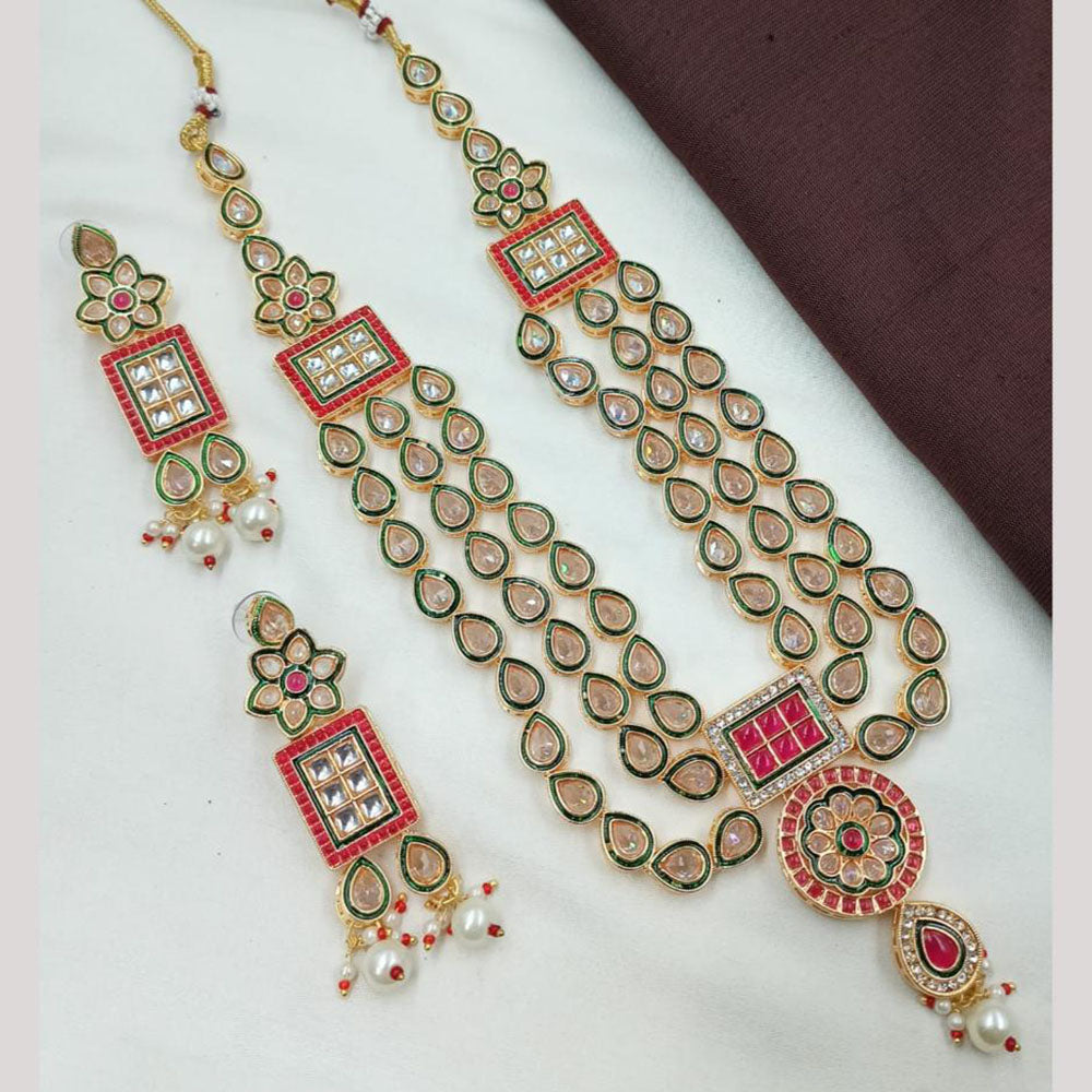 NAFJ Royal Crystals With Pota Meenakari Necklace Set