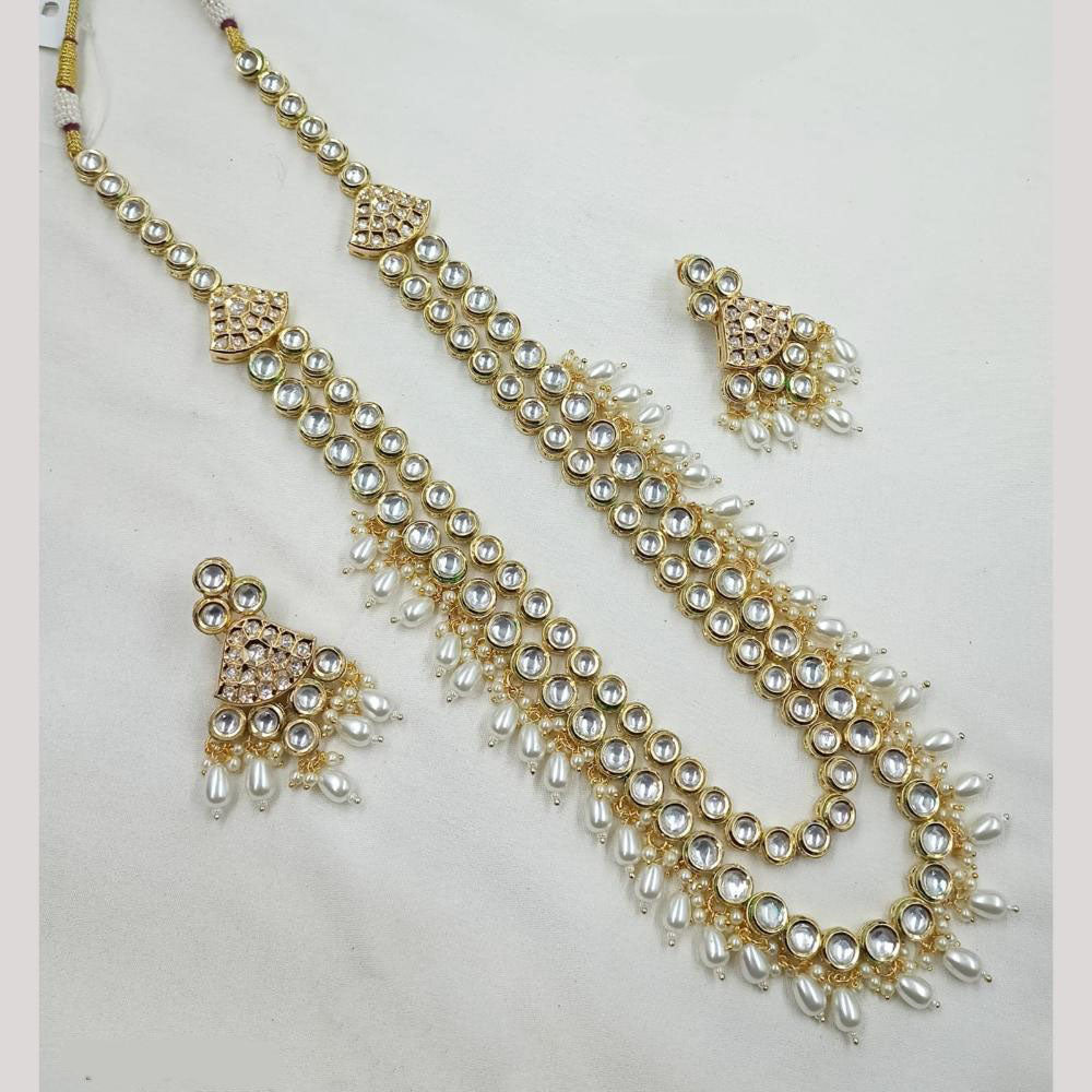 NAFJ Heritage Style Kundan And Beads Long Necklace Set