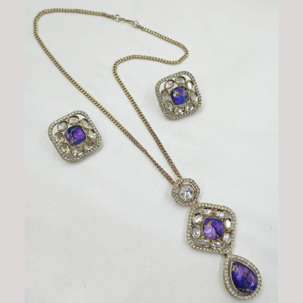 NAFJ Elegant Polki Kundan Stone Designer Pendant Set