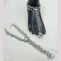 NAFJ Anklet Kundan Stone And Pearl Anklet \ Payal Beauty for Your Feet