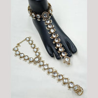 NAFJ Anklet Kundan Stone And Pearl Anklet \ Payal Beauty for Your Feet