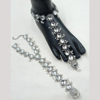 NAFJ Anklet Kundan Stone And Pearl Anklet \ Payal Beauty for Your Feet