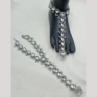 NAFJ Anklet Kundan Stone And Pearl Anklet \ Payal Beauty for Your Feet