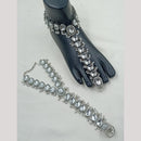 NAFJ Anklet Kundan Stone And Pearl Anklet \ Payal Beauty for Your Feet