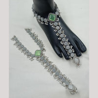 NAFJ Anklet Kundan Stone And Pearl Anklet \ Payal Beauty for Your Feet