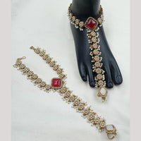 NAFJ Anklet Kundan Stone And Pearl Anklet \ Payal Beauty for Your Feet