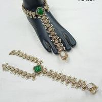 NAFJ Anklet Kundan Stone And Pearl Anklet \ Payal Beauty for Your Feet