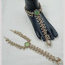 NAFJ Anklet Kundan Stone And Pearl Anklet \ Payal Beauty for Your Feet