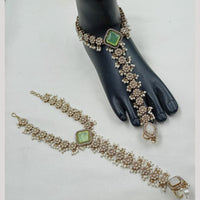 NAFJ Anklet Kundan Stone And Pearl Anklet \ Payal Beauty for Your Feet