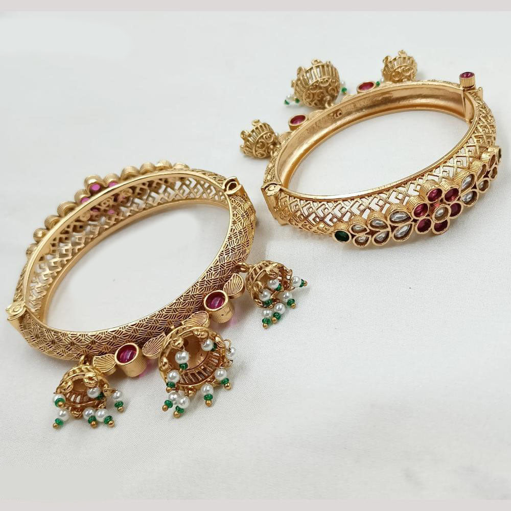 NAFJ Classic Pota Stone And Pearl Bangles Set