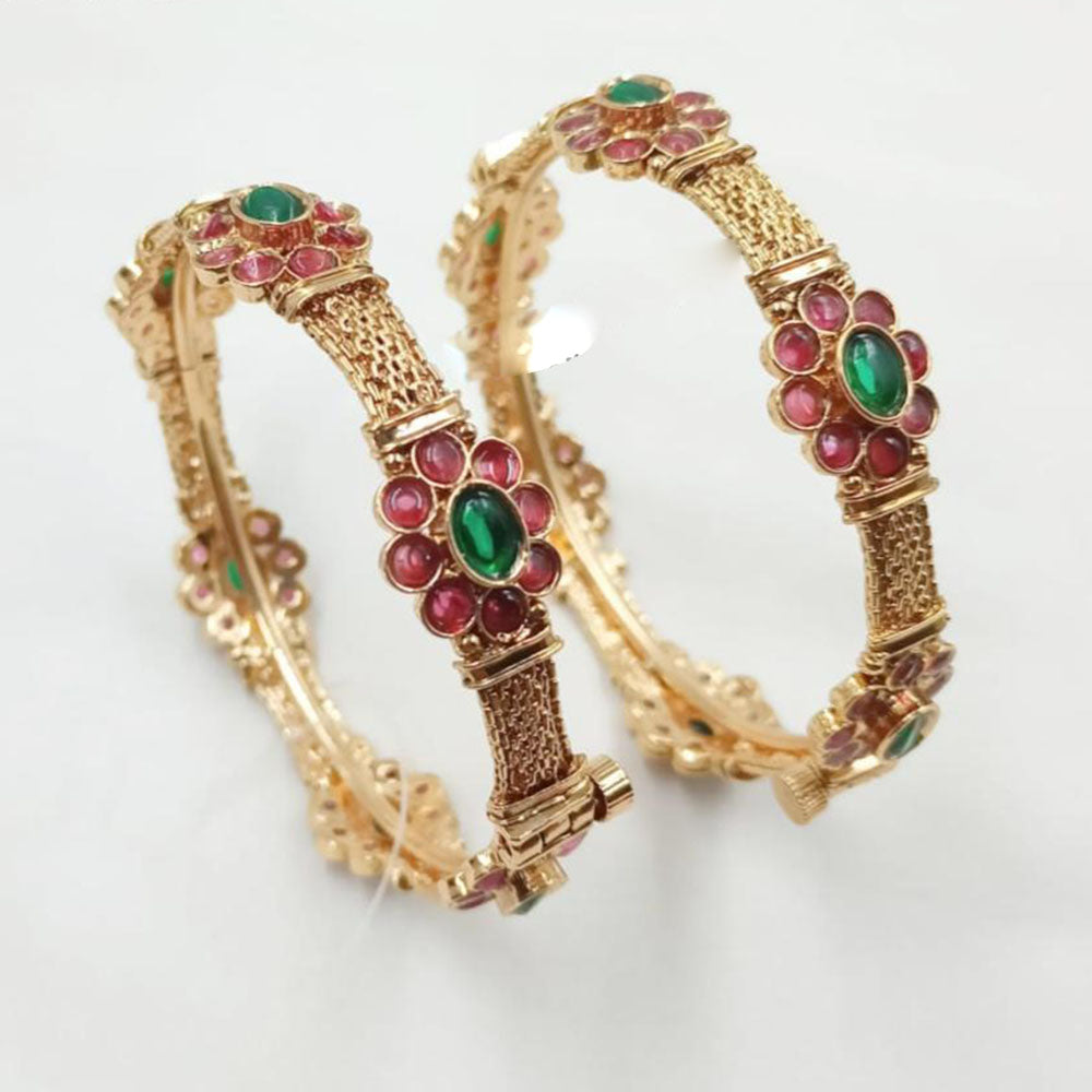 NAFJ Classic Pota Stone Openable Bangles Set
