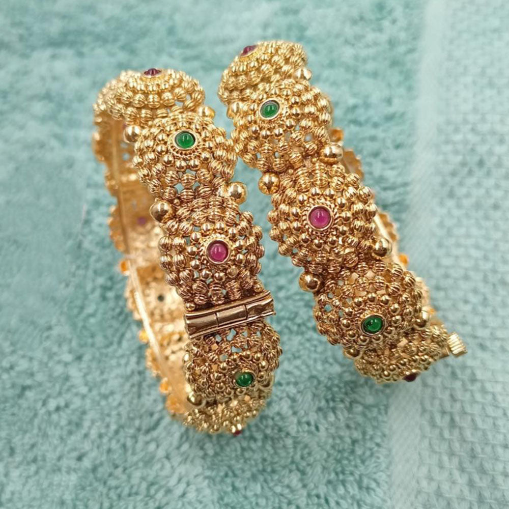 NAFJ Classic Pota Stone Openable Bangles Set
