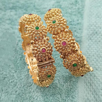 NAFJ Classic Pota Stone Openable Bangles Set