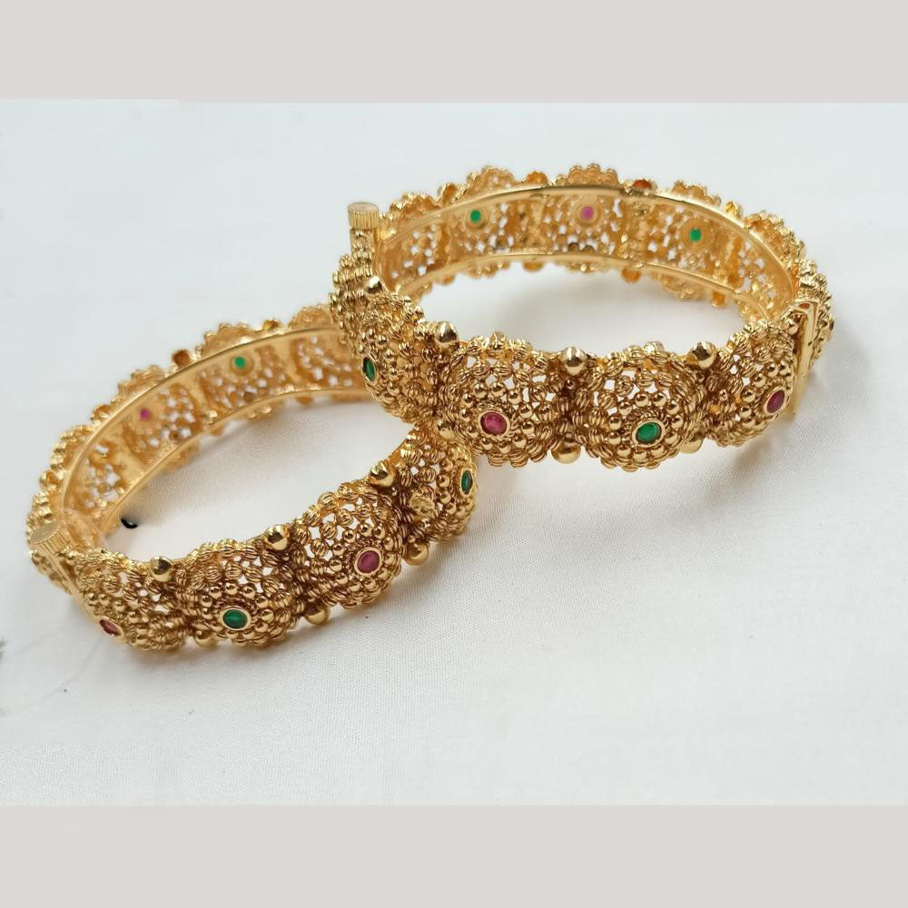 NAFJ Classic Pota Stone Openable Bangles Set