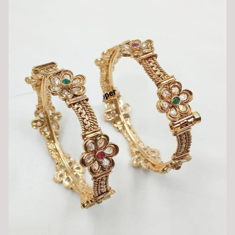 NAFJ Classic Pota Stone Openable Bangles Set