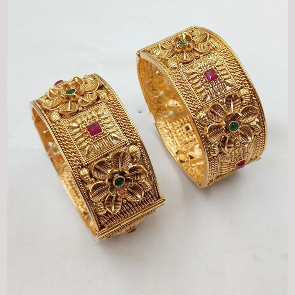 NAFJ Classic Pota Stone Openable Bangles Set
