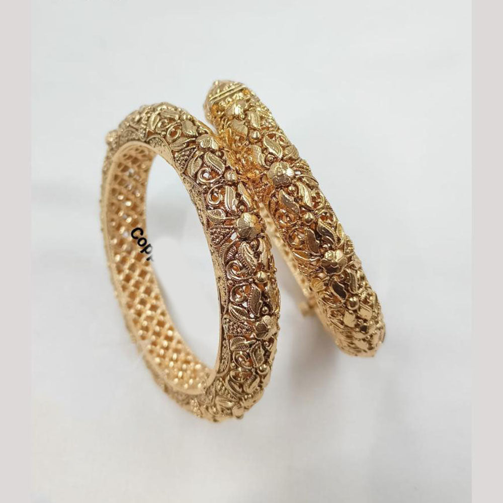 NAFJ Premium Leaf And Flower Pattern Openable Bangles Set