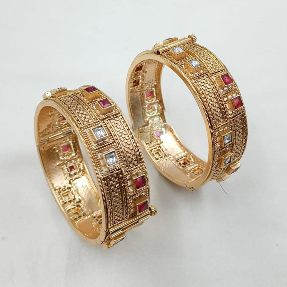 NAFJ Classic Pota Stone Openable Bangles Set