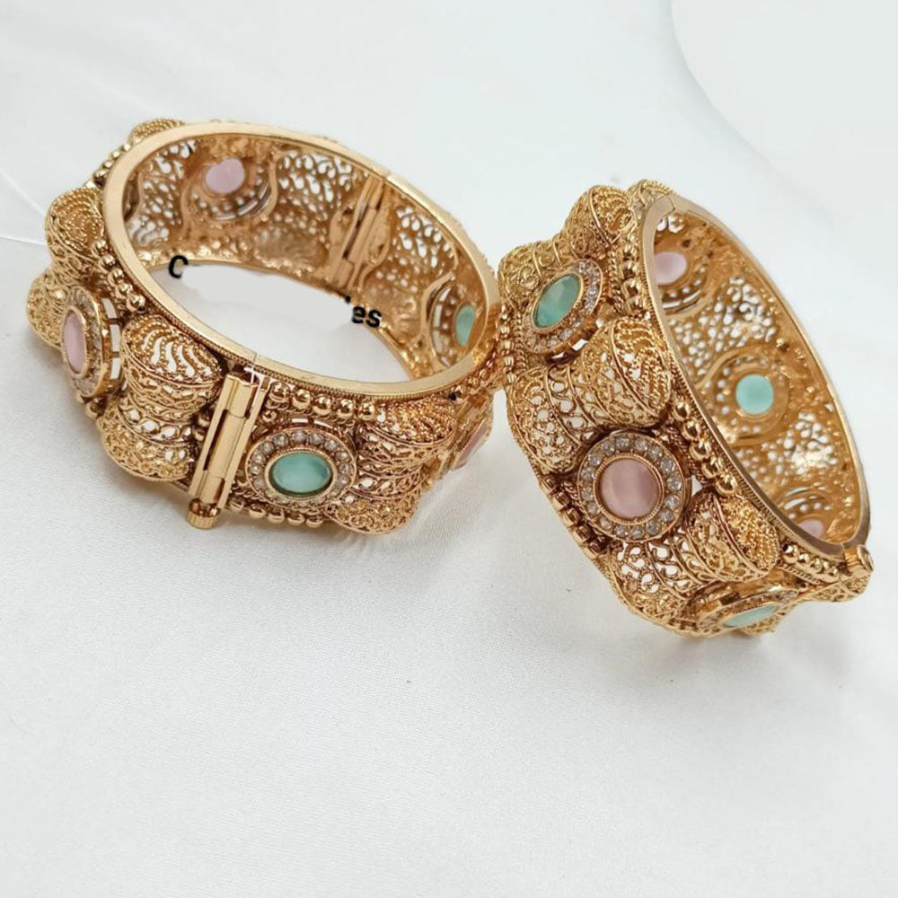 NAFJ Royal Pota And Austrian Stone Openable Bangles Set