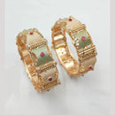 NAFJ Classic Pota Stone And Meenakari Openable Bangles Set