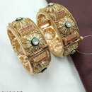 NAFJ Classic Pota Stone And Meenakari Openable Bangles Set