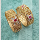 NAFJ Classic Pota Stone And Pearl Openable Bangles Set