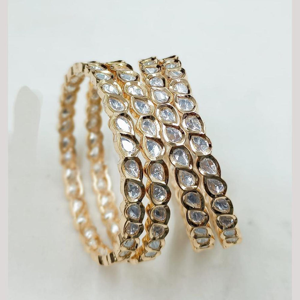 NAFJ Designer Polki Kundan Stone Bangles Set