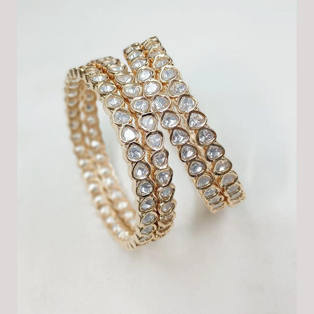 NAFJ Designer Polki Kundan Stone Bangles Set