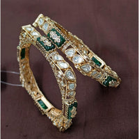 NAFJ Designer Polki Kundan Stone Openable Bangles Set