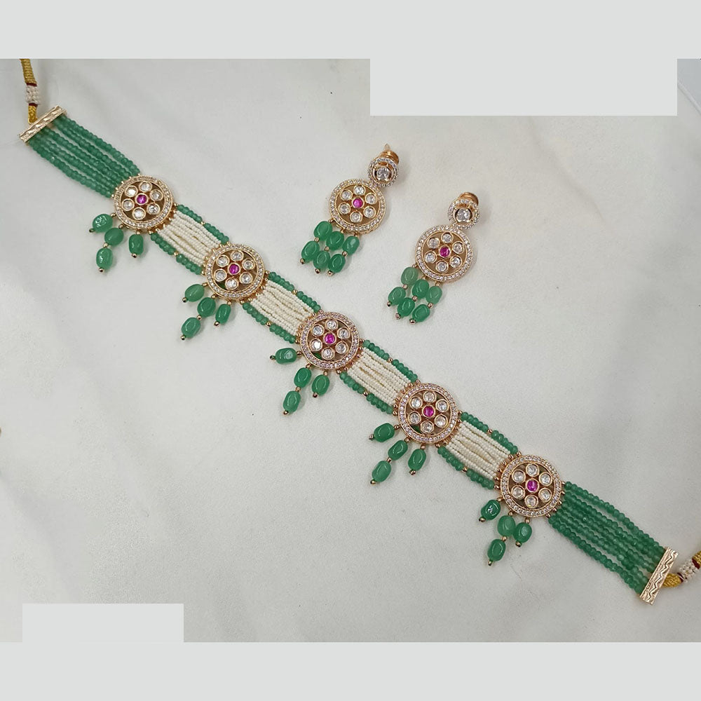 NAFJ Heritage Heavy Polki Kundan And Pearl Choker Necklace Set