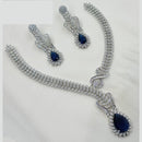 NAFJ Glamorous Rhodium Plated American Diamond Necklace Set